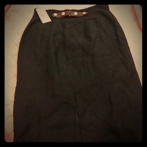 High waist midi skirt, form fitting,leather buckle designer Lafayette 148 NY